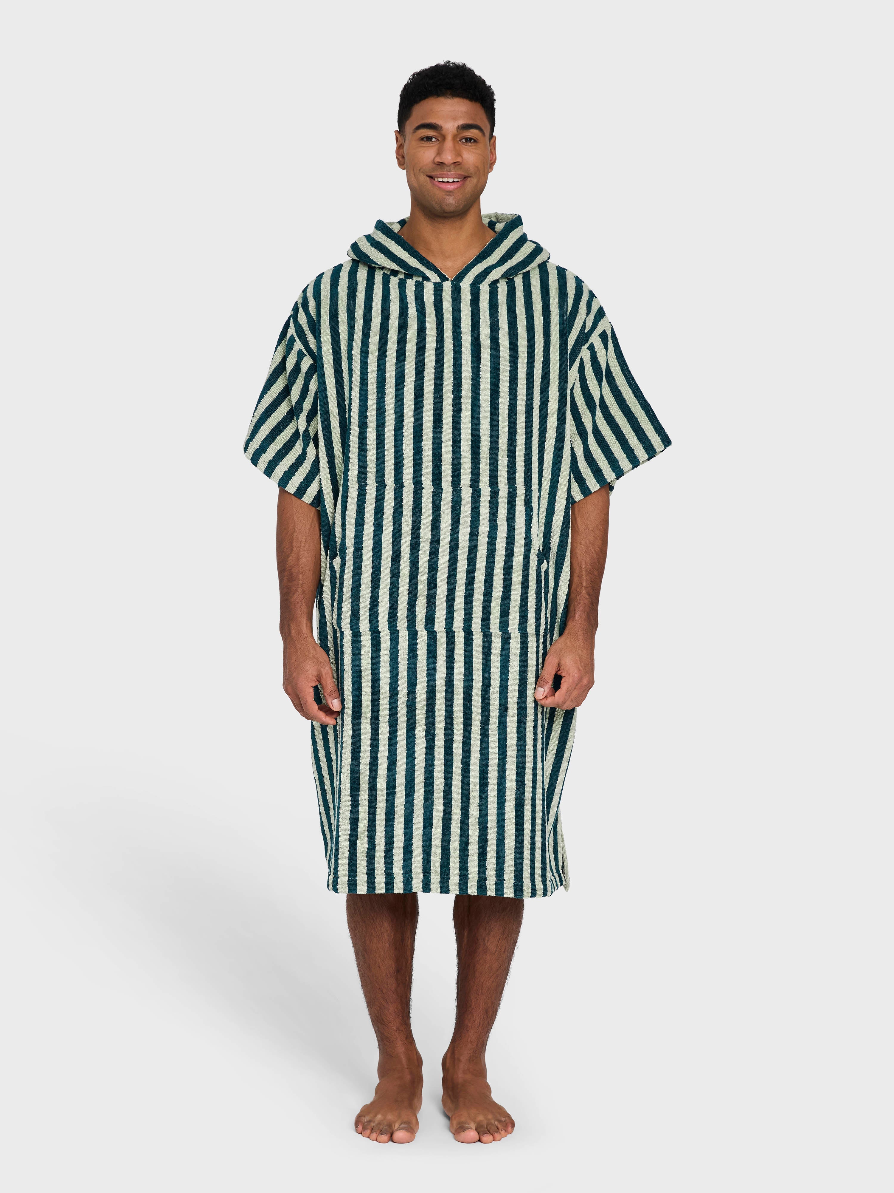 Naram Poncho, sea foam & deep teal