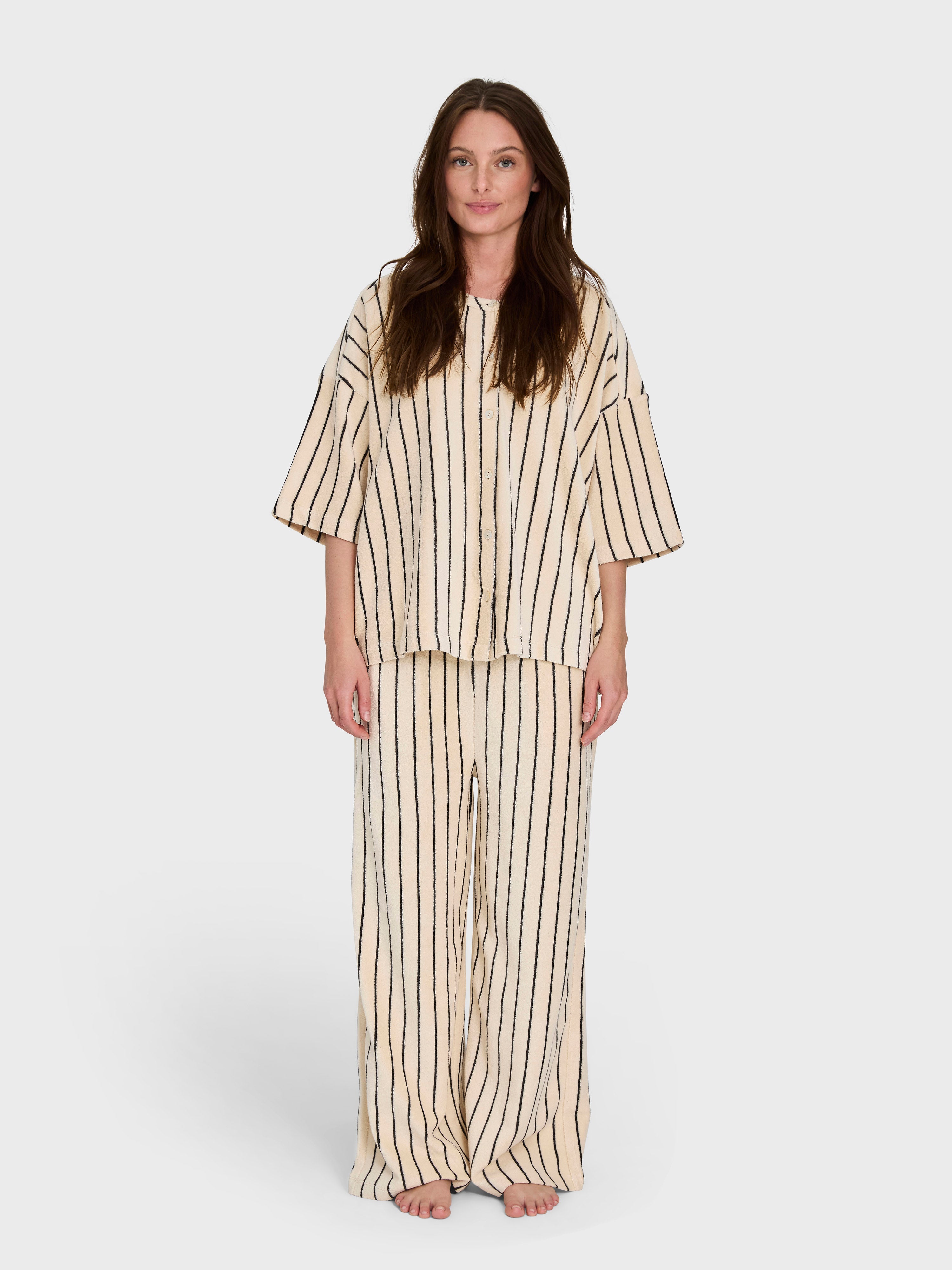 Naram Oversized Shirt, creme & ink