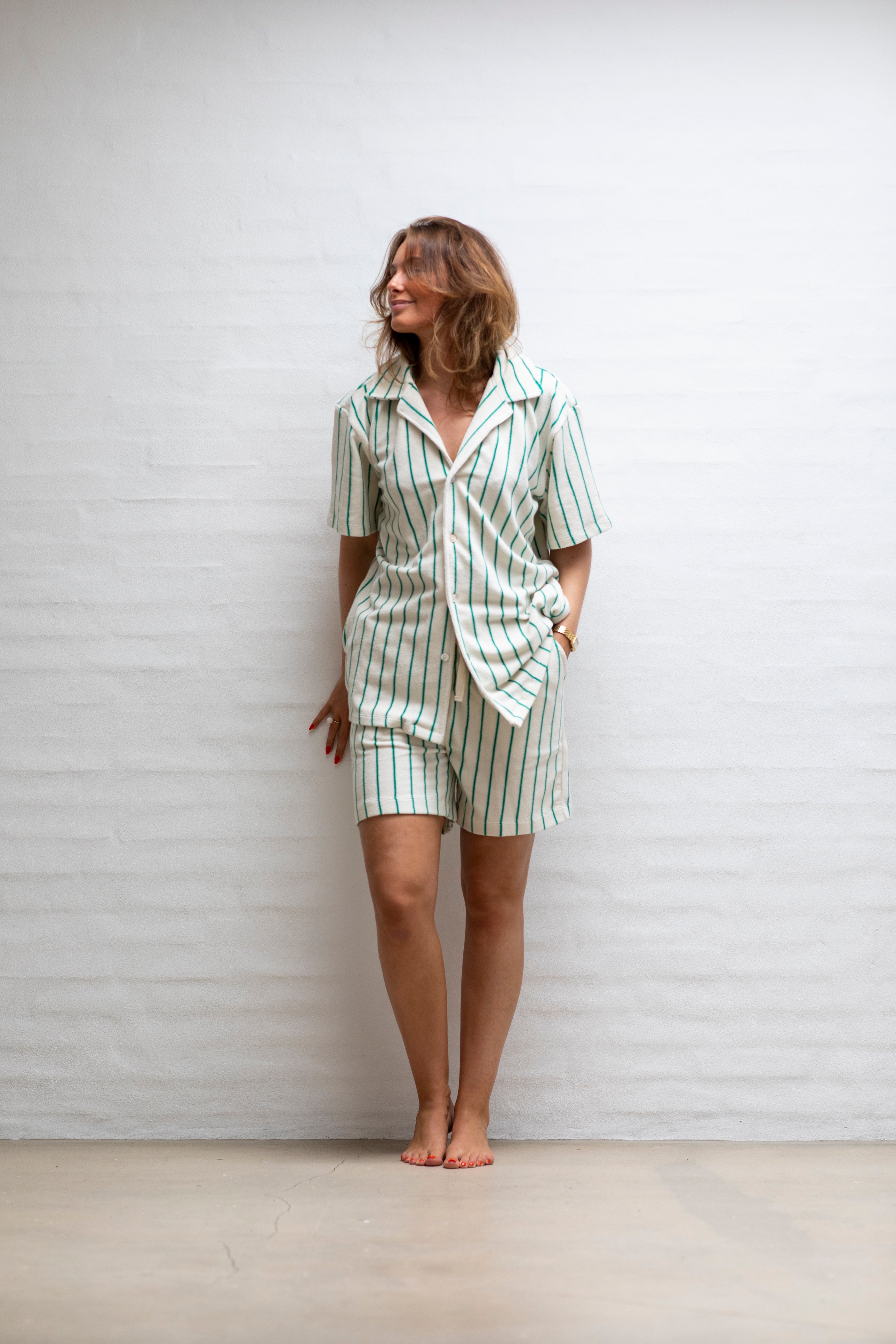 Naram Shirt, pure white & grass