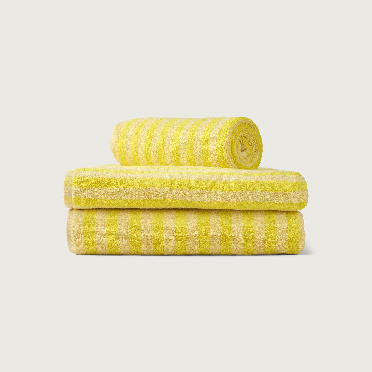 Naram Towels, pristine & neon yellow