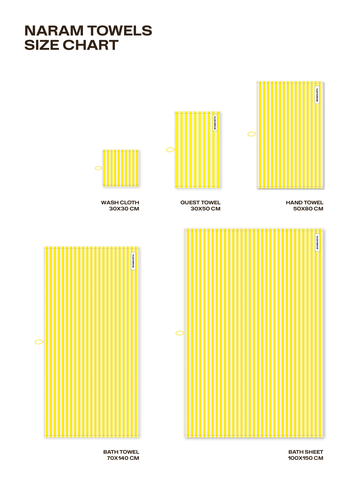 Naram Towels, pristine & neon yellow
