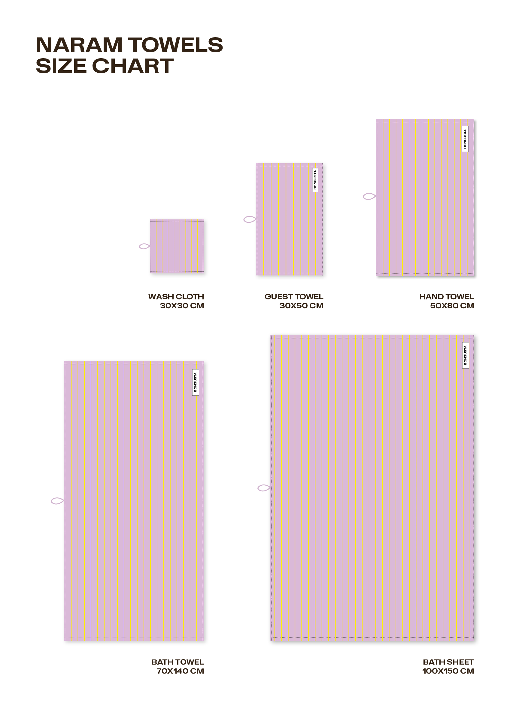 Naram Towels, lilac & neon yellow