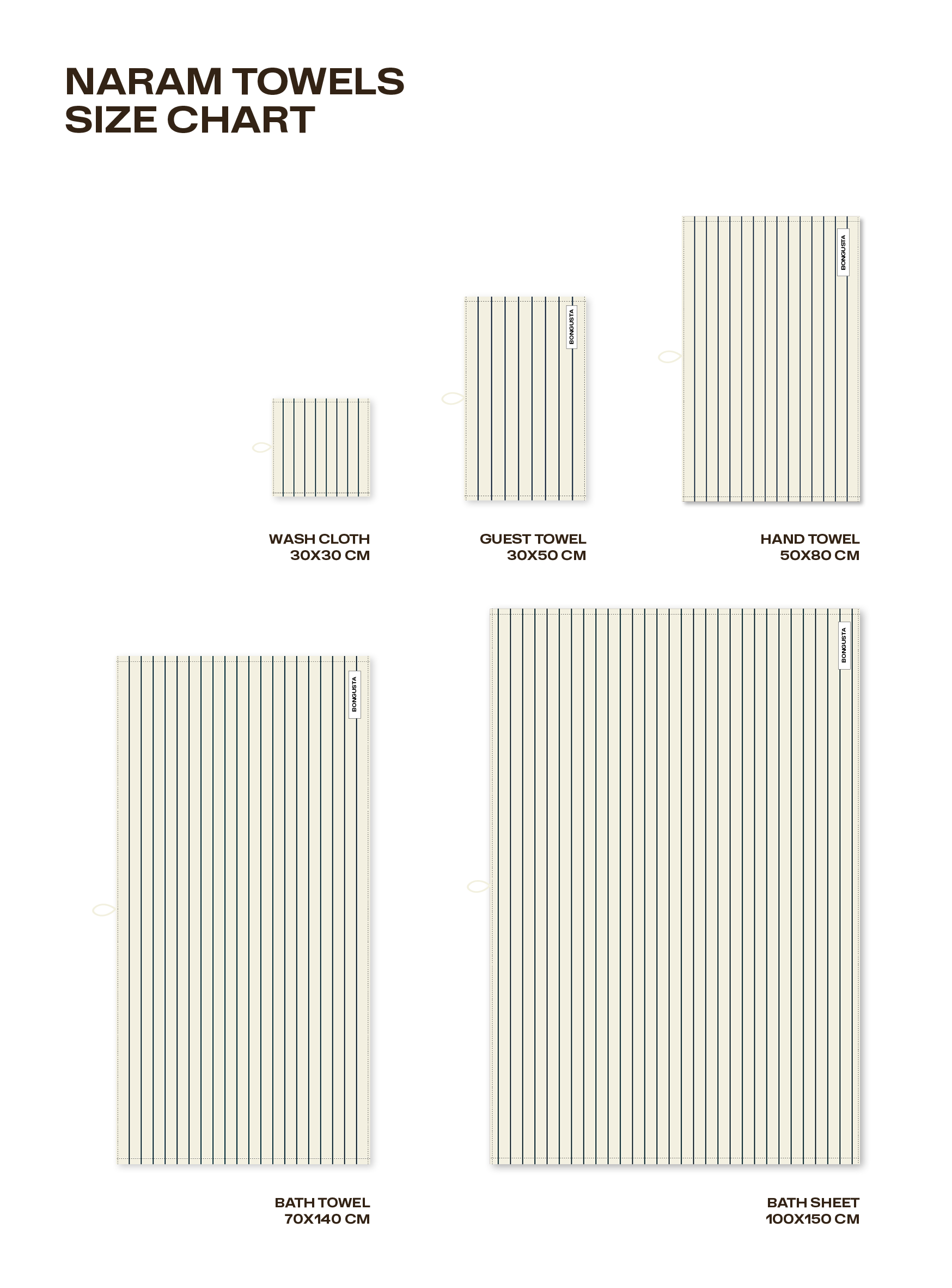 Naram Towels, creme & ink