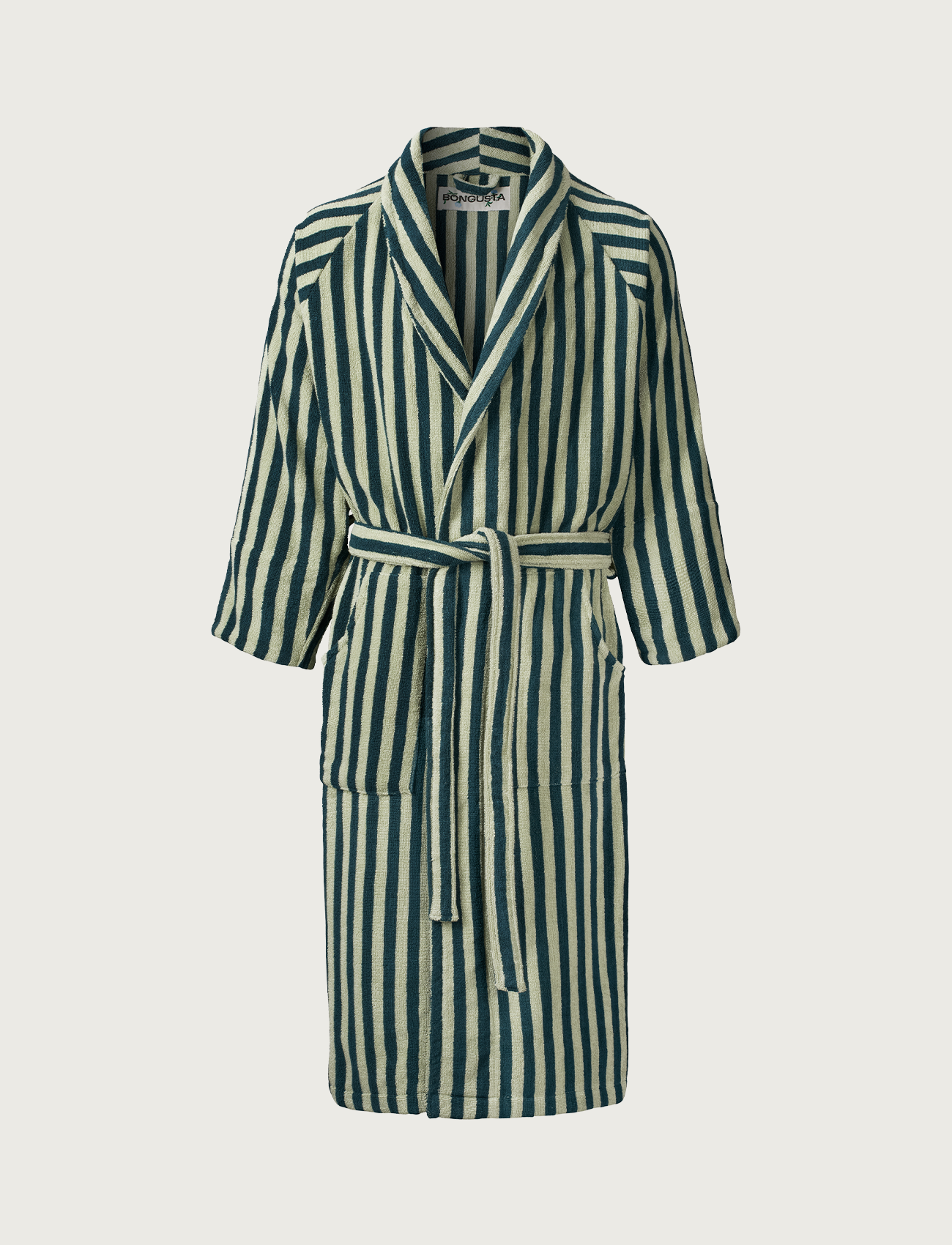 Naram Bathrobe, sea foam & deep teal
