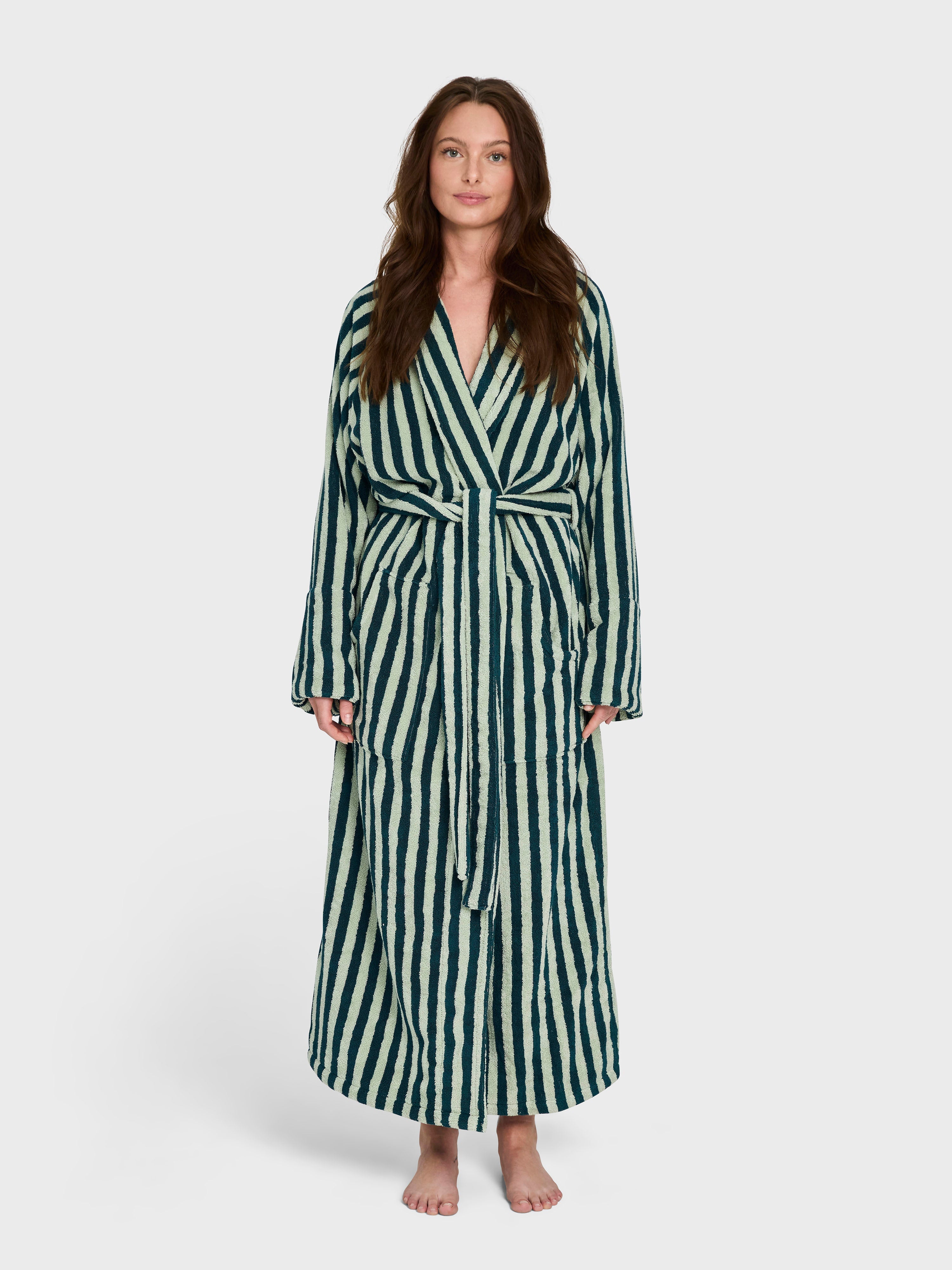 Naram Bathrobe, sea foam & deep teal