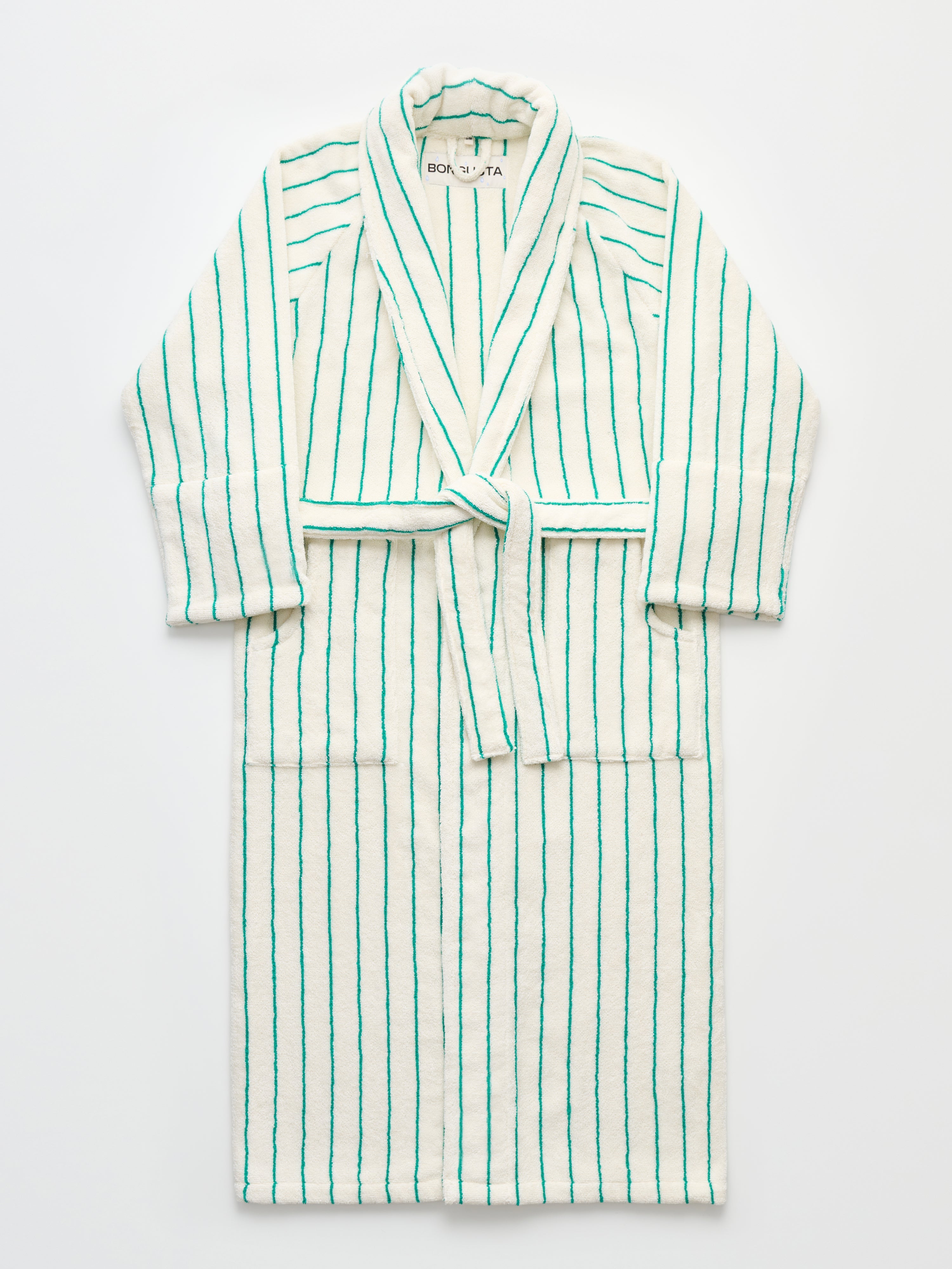 Naram Bathrobe, pure white & grass