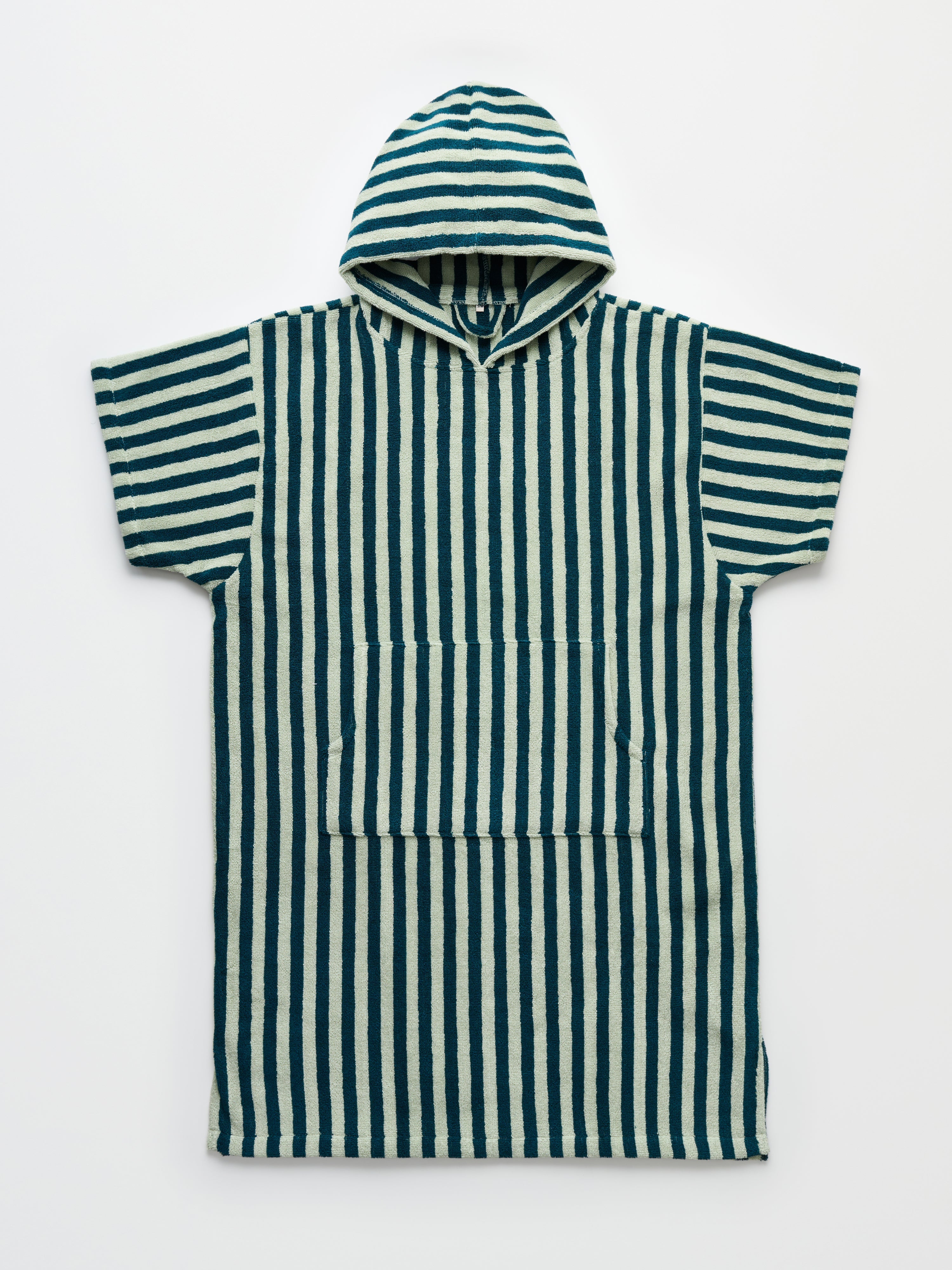 Naram Poncho, sea foam & deep teal