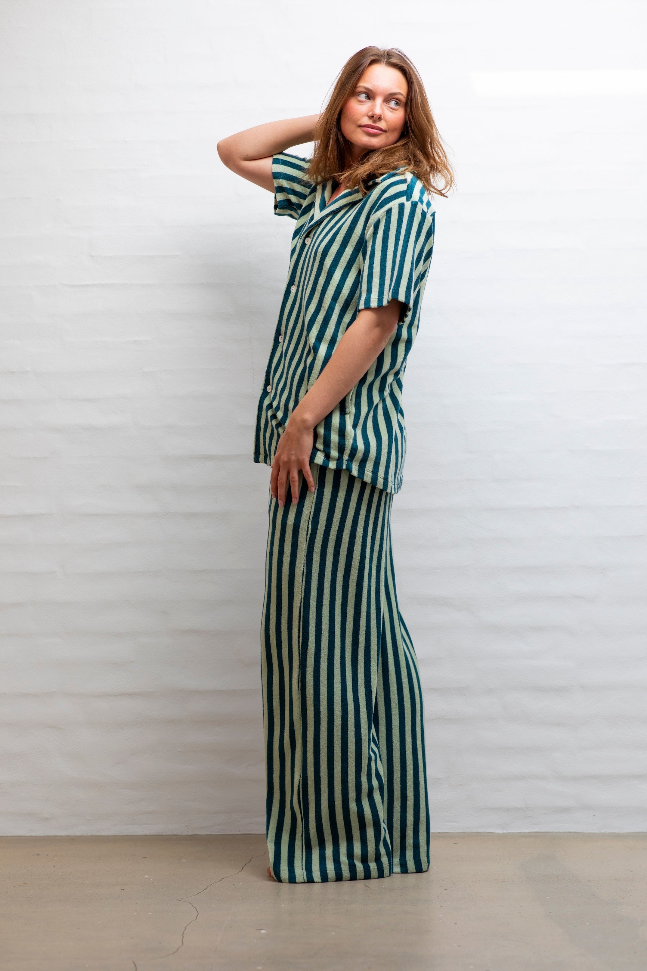 Naram Shirt, sea foam & deep teal