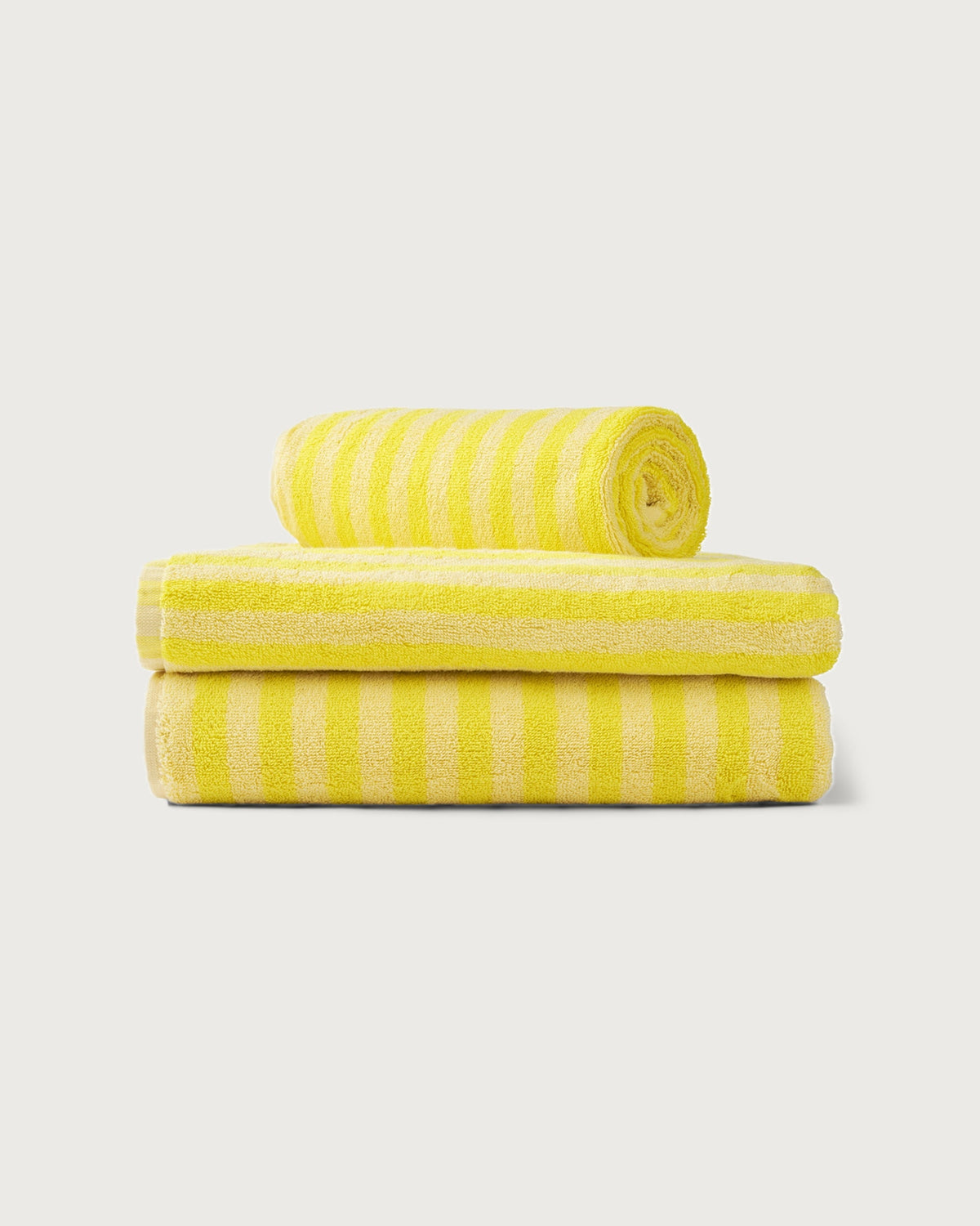 Naram Towels, pristine & neon yellow